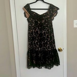 Eliza J off the should black lace dress.